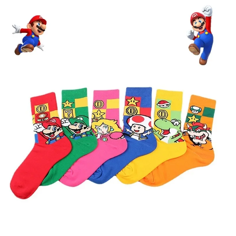 Хлопковые носки Super Mario Bros теплые зимние с героями мультфильмов галстук принтом