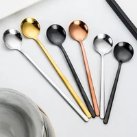 2022 304 stainless steel teaspoon coffee dessert spoons with long handle ice cream flatware