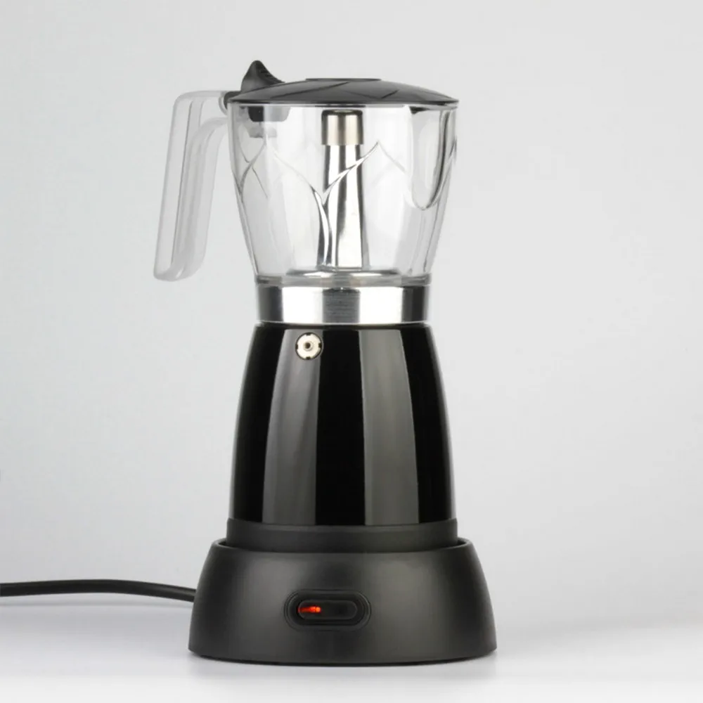 Фото Электрическая кофеварка Moka Pot, итальянская кофеварка Мока, алюминиевая электрическая кофеварка-перколятор №4
