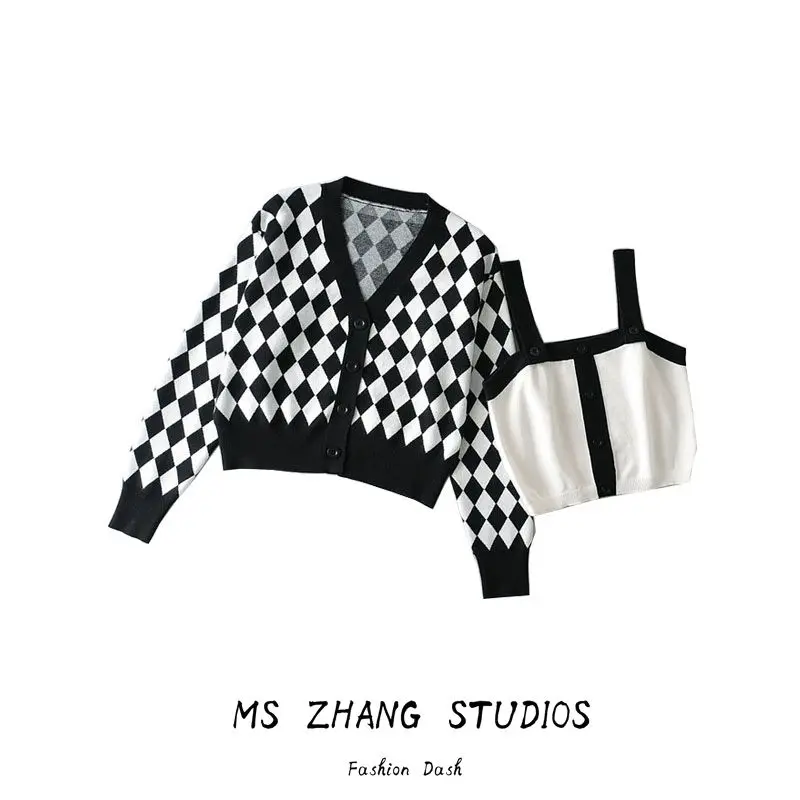 Rose Same Sle Американский винтажный свободный вязаный кардиган с длинными рукавами и