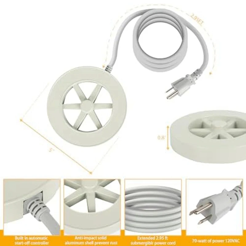 Нагреватель для ванны птиц Зимний уличный обогреватель 70-ватный ставок