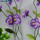 Пасторальные белые тюлевые занавески с вышивкой и фиолетовыми цветами для спальни, гостиной, занавески для окна, украшения для кухни