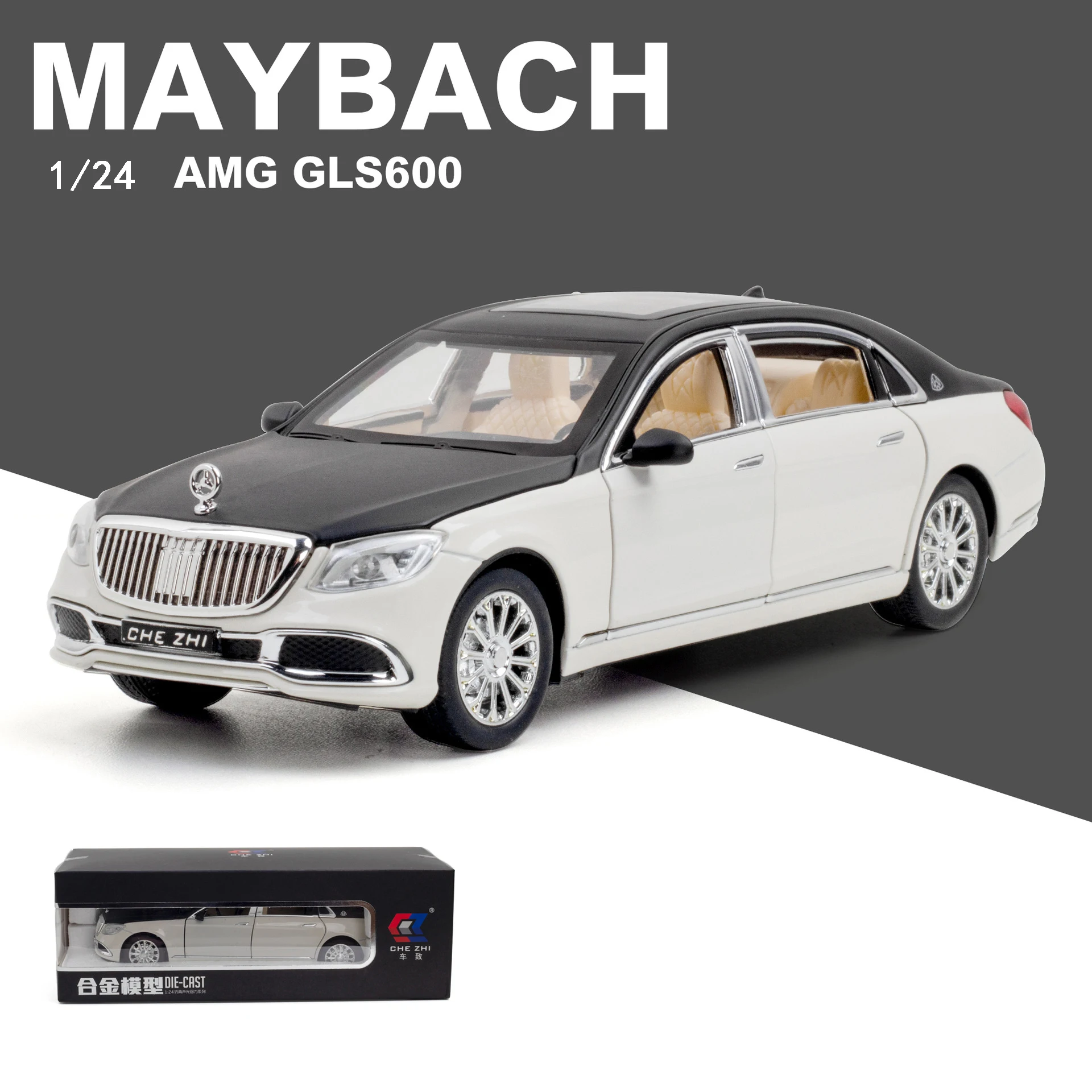 

1:24 Toy Car Maybach S600 Extended edition Metal Toy Alloy Car Diecasts & Toy Vehicles Car Model light sound Toys For Children