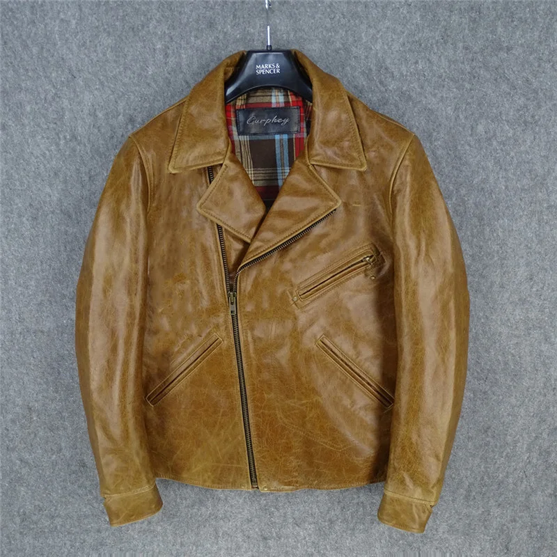 

YR! Бесплатная доставка. Винтажная Байкерская кожаная куртка батик, Классическая Байкерская кожаная одежда 1920-х годов, Мужская модная качест...