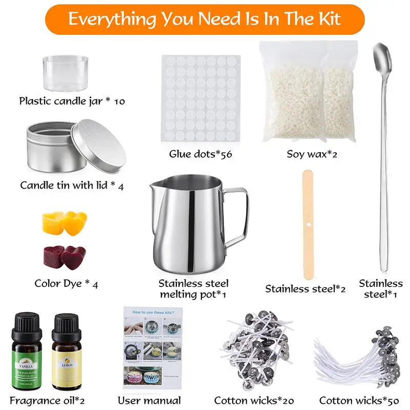 Candle Making Supplies Kit DIY Handmade Scented Tool Wax Melting Material Aromatherapy Jars Mould |
