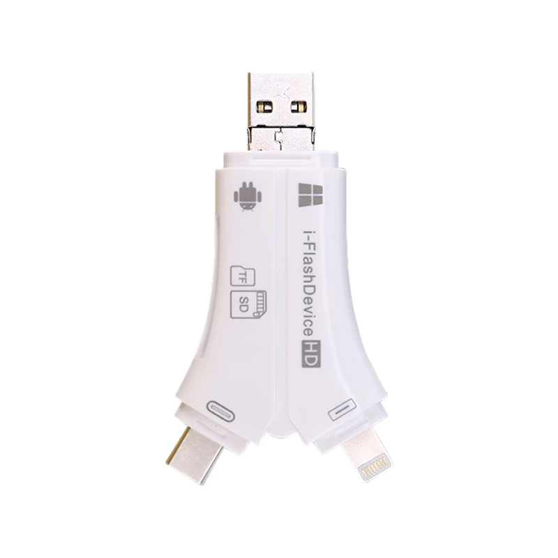 

4 In 1 I Flash Drive Usb Micro-Sd&Tf Card Reader Adapter For Iphone 5 6 7 8 For Ipad Android Camera
