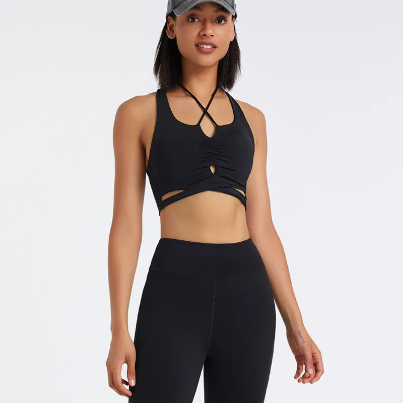 Yushuhua New Cross Sling Sports Underwear High Quality Women's Gym Push up Bra Shockproof Running Fitness Vest Yoga Bra Top