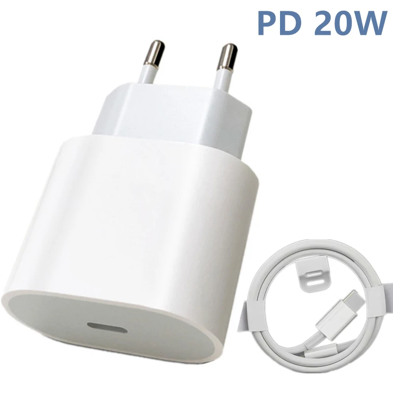 Зарядное устройство Pd Usb C 20 Вт для apple Iphone 13 Pro Max 12 mini 11 быстрой зарядки с кабелем