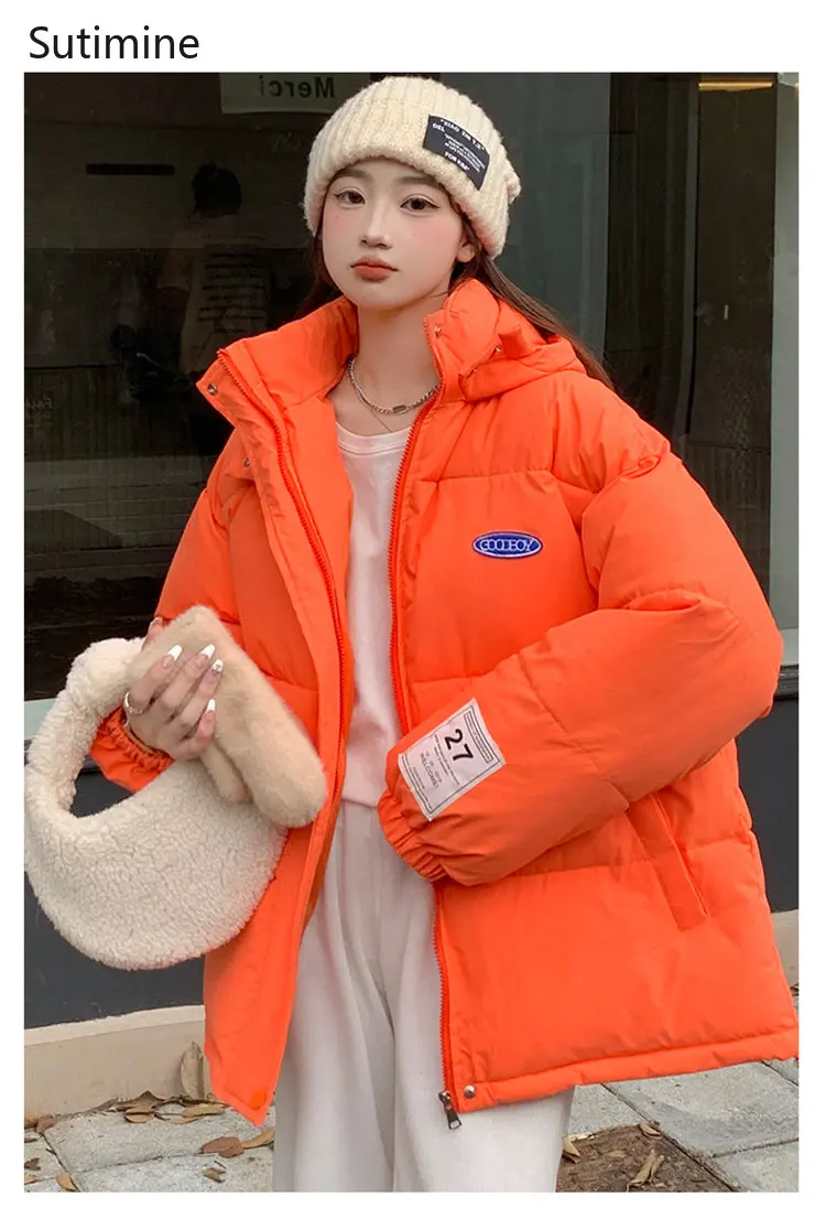 Candy Colored Cotton Padded Clothes Women's Short Loose Cotton Padded Clothes Thickened Office Lady Winter Coat for Women