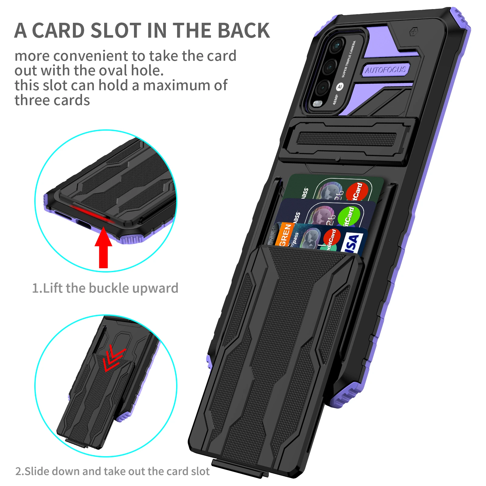 

POCO M3 Card Bag Holder Phone Case For Xiaomi Redmi Note 10 9T 9A 9C 9 Poco X3 Fully Wrapped Anti Seismic Shatterproof Cover