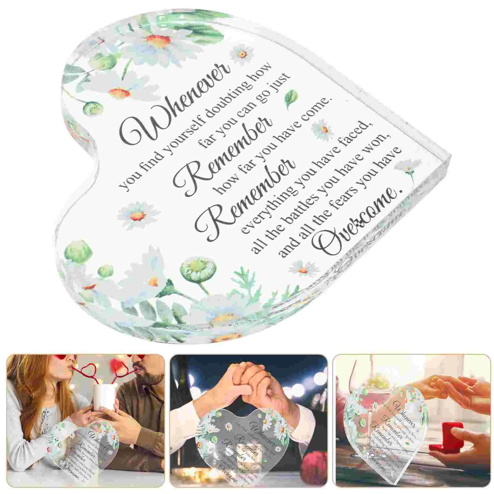 

Heart Acrylic Sign Heart Table Sign Motivational Words Heart Shaped Desktop Sign Home Decor