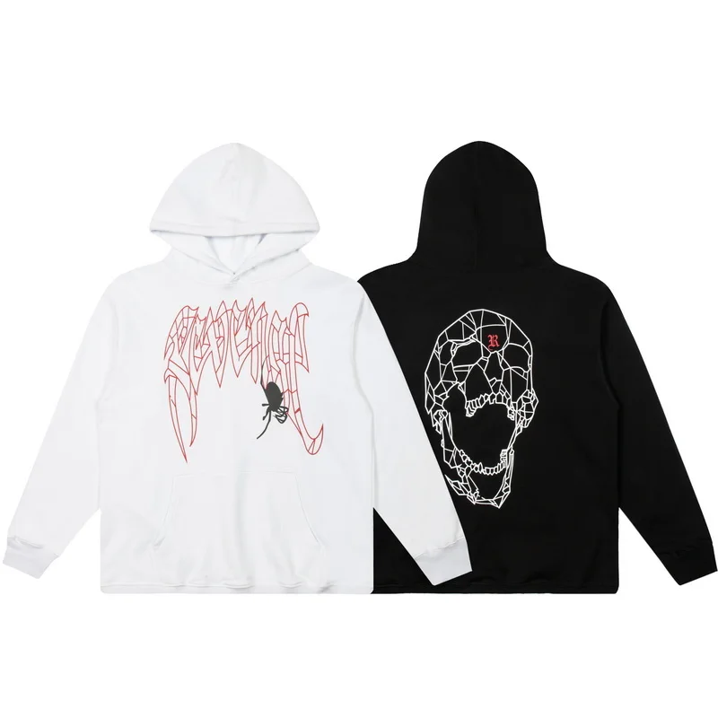 

Top Quality 2022 Revenge Bone Print Hooded Sweatshirt Men Women Couple Cotton Hoodies Hip Hop High Street Oversize Casual Hoodie