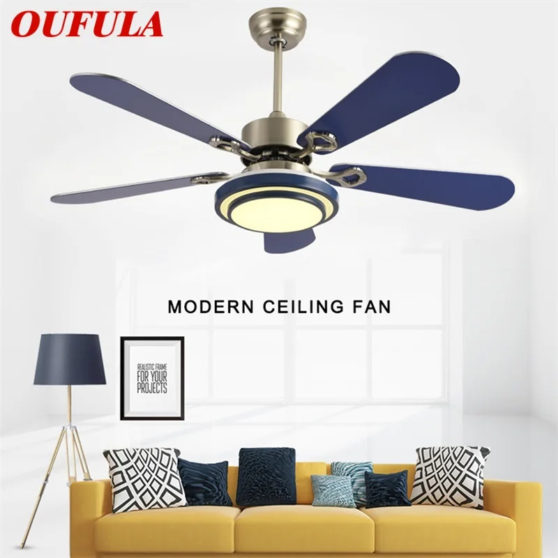 

OUFULA современный потолочный вентилятор комплект с подсветкой дистанционное управление светодиодный 3 цвета домашний декоративный для стол...