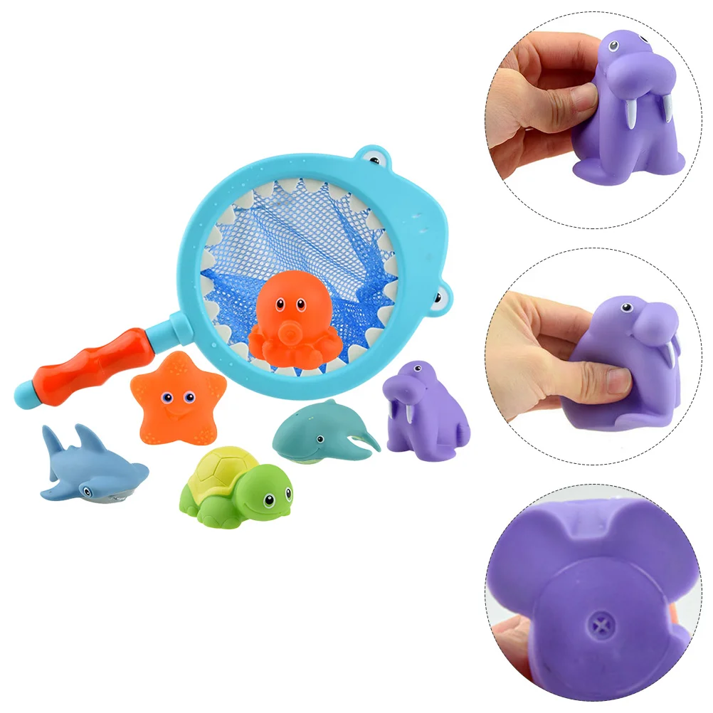 

7 Pcs Educational Toys Children's Bath Floating Squirter Bathtub Games Water Sprinkling Take Squeaky Plastic Baby Shower
