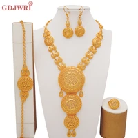 dubai 24k gold color big jewelry sets for women wedding long round necklace ethiopian set traditional jewellery party gift