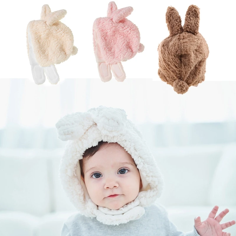 

Autumn Winter Baby Warm Plush Beanie Windproof Ear Protection Warm Hat Cute Rabbit Bear Ears Hat for Newborn Infants