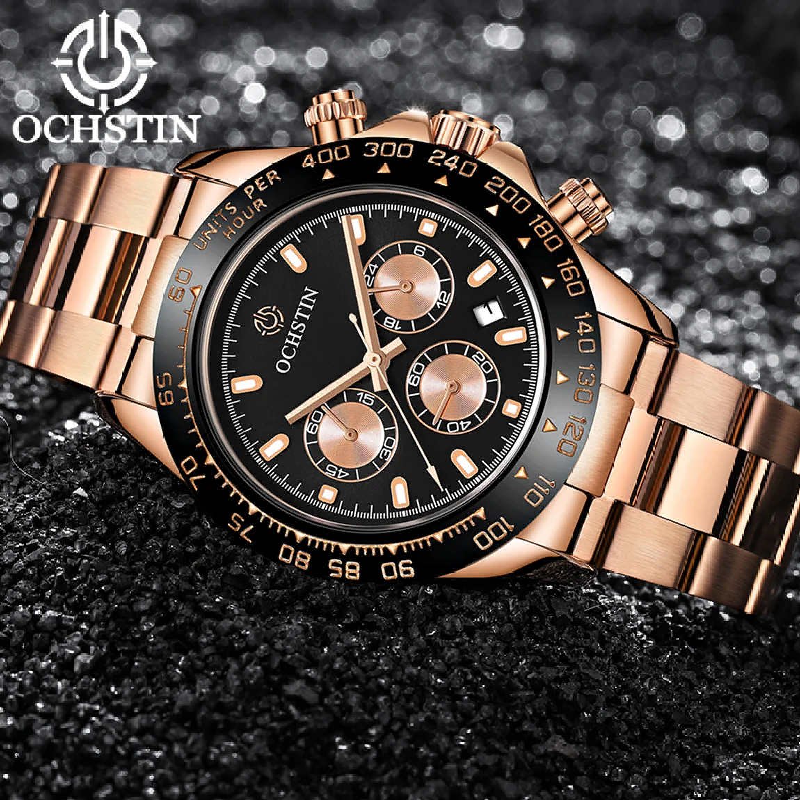 

OCHSTIN Chronograph Watch for Men With Stainless Steel Strap Men Quartz Wristwatches Waterproof Date Sports Clock Male Luxury