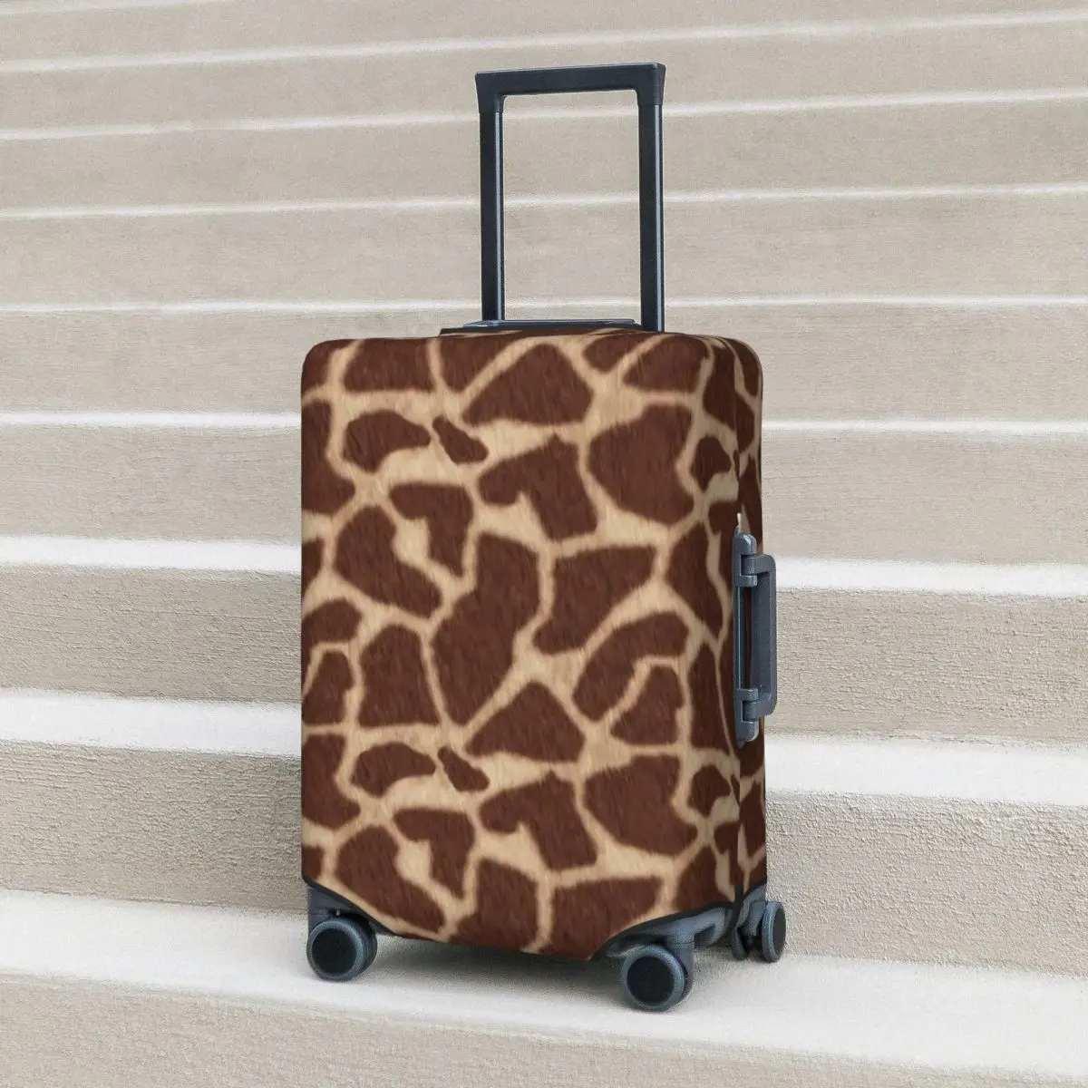 

Giraffe Print Suitcase Cover Brown Animal Business Protection Vacation Useful Luggage Case