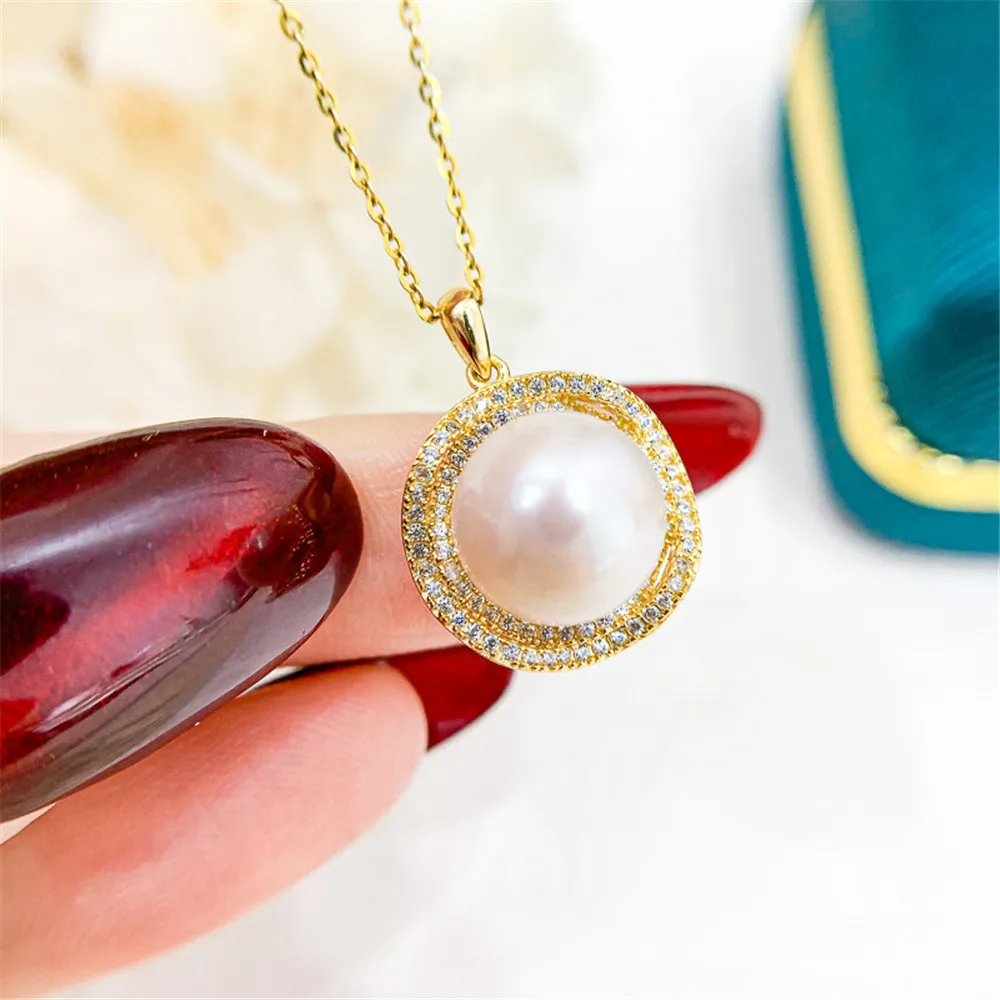 

DIY pearl accessories S925 sterling silver pendant empty holder concealer silver necklace pendant with 10-11mm beads