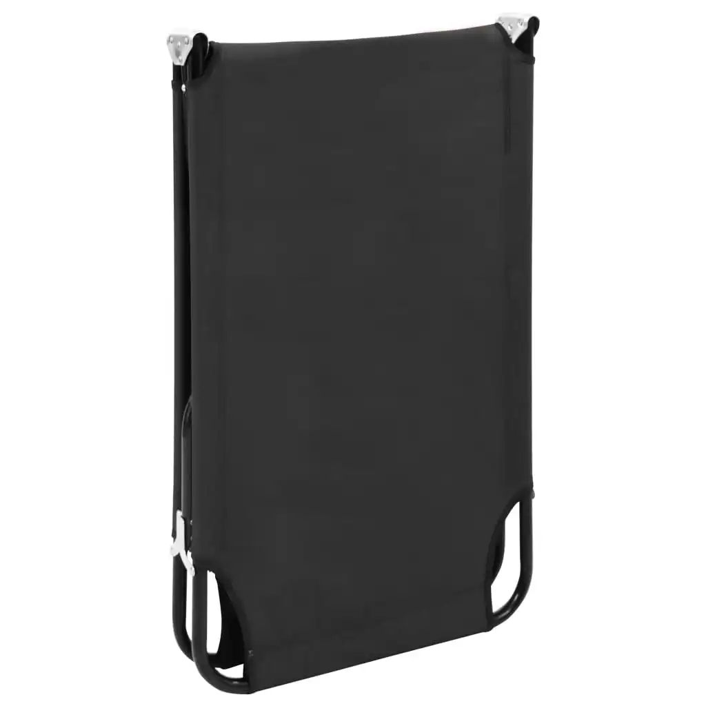 

Outdoor Patio Garden Folding Sun Lounger bed Lounge Chairs Outside Deck Decor Black Steel