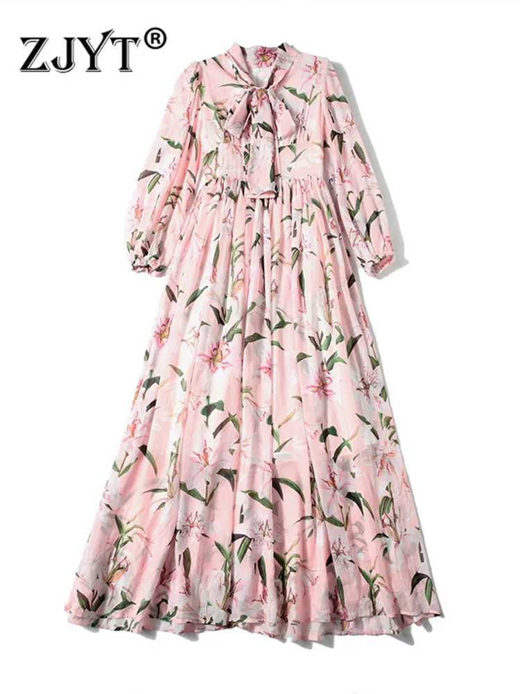 Женское длинное шифоновое платье ZJYT модельное розовое Праздничное Платье макси