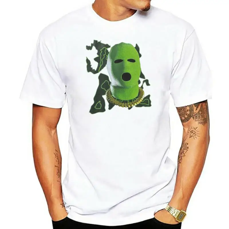 

Men Hip Hop Streetwear T Shirt Harajuku Mask Chain Print Tshirt 2022 Summer Short Sleeve T-Shirt Cotton Casual Tops Tees Black