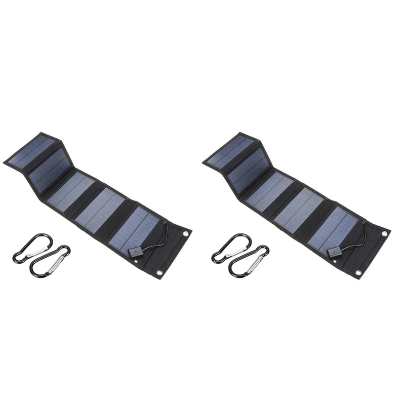

2X 70W Foldable USB 5V Solar Panel Power Bank Portable Waterproof Solar Panel Charger Outdoor Mobile Phone Power