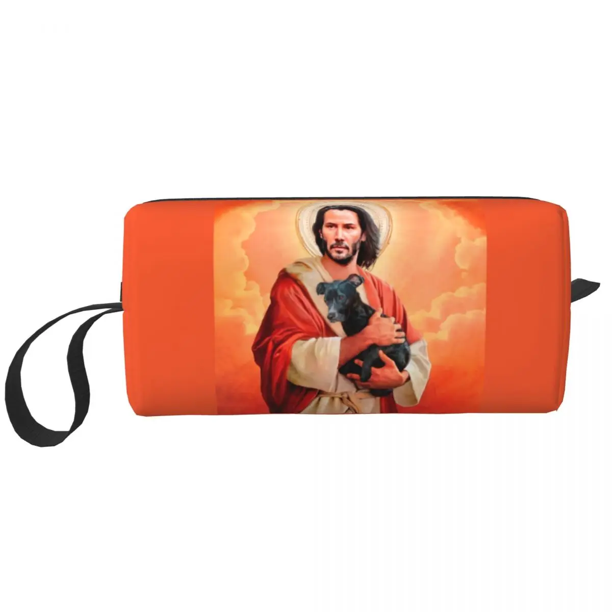 

Jesus Saint Meme Keanu Reeves Makeup Bag for Women Travel Cosmetic Organizer Cute Movie Storage Toiletry Bags Dopp Kit Box Case
