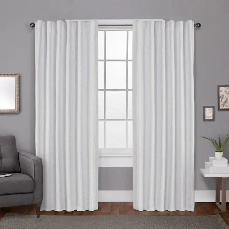 

Curtains Zeus Solid Textured Jacquard Blackout Hidden Tab Curtain Panel Pair, 52x108, Winter White