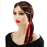 1pcs creative boho feather sequin headwear hair chains hot selling hair accessories in europe and americasuitable for women