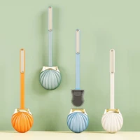 toilet brush shell shape holder household silicone toilet cleaning brush tool wall mounted long handle home bathroom accessories