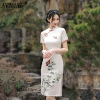 nvnang chinese cheongsam 2022 new female summer erosion retro republic style small short chinese style dress