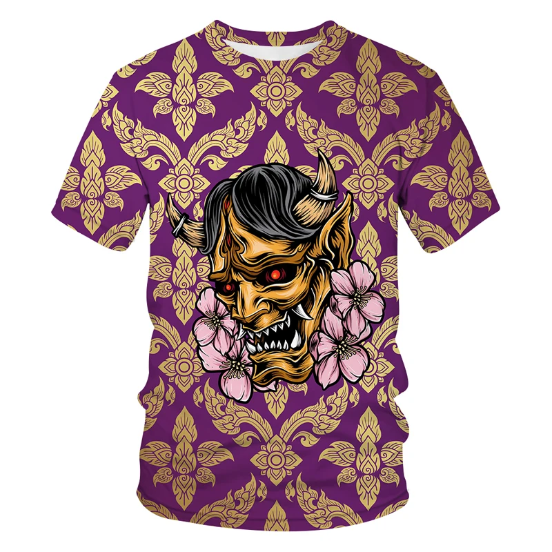 Мужская футболка с роскошным принтом Повседневная рисунком дьявола топы унисекс