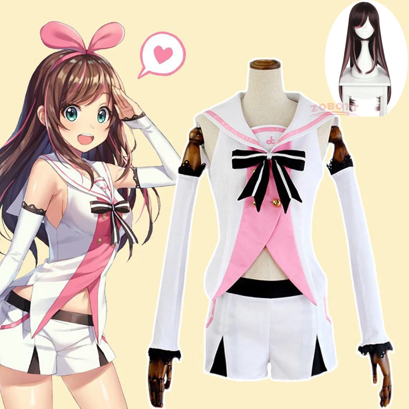 

Kizuna AI Косплей Аниме виртуальный костюм милый персонаж косплей комплект одежды Лолита Стиль Kawai женский Ролевой костюм