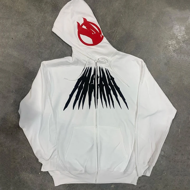 

Толстовка Y2k мужская с длинным рукавом, свитшот с надписью в стиле панк Харадзюку, худи на молнии, свободная повседневная Уличная одежда ове...