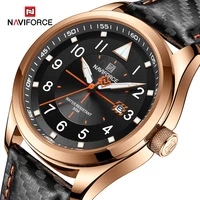 naviforce new fashion military mens watches luxury leather clock waterproof men quartz sport watch army luminous wrist watch