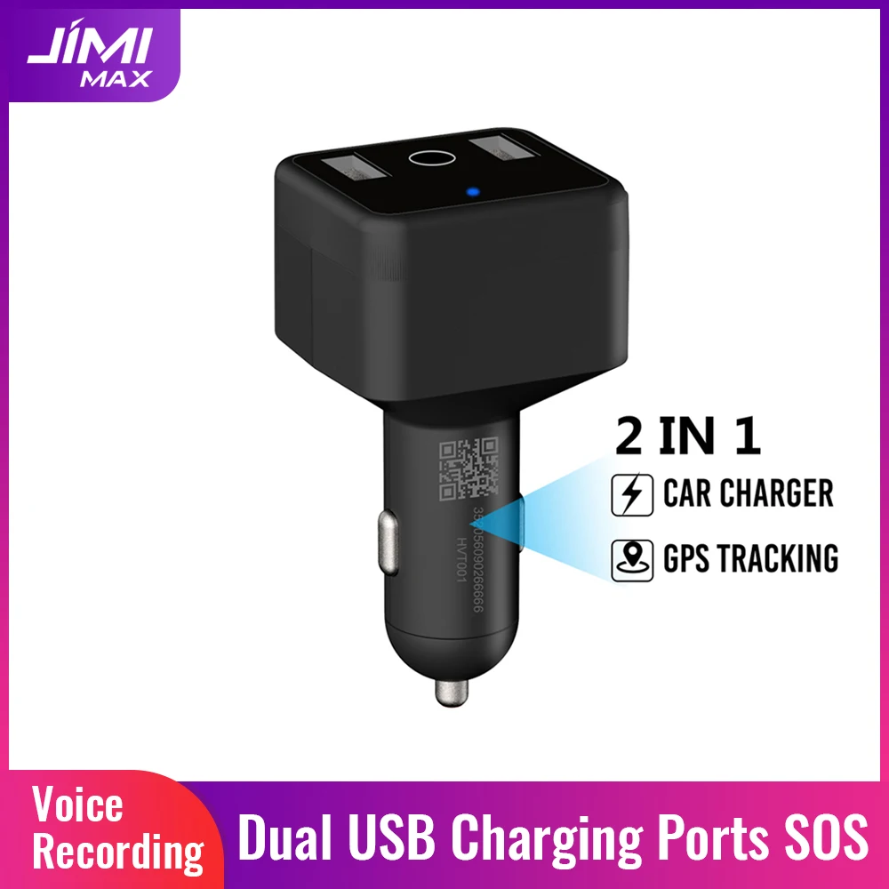 

JIMIMAX HVT001 GPS Car Charger Remote Control Vehicle Tracker Chip SOS Button Spy GPS Listening Device 2 USB Charing Tracking