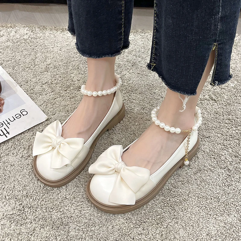 

Sweet Women Mary Janes Party Spring Autumn 2022 New Bow Females Fashion Oxford Black Lolita Ladies Shoes