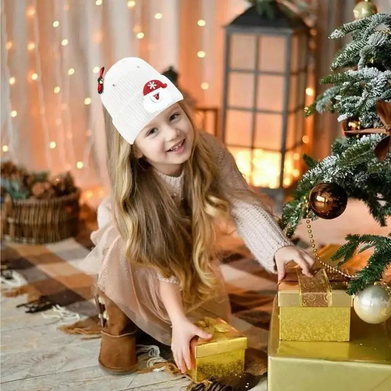 Вязаные шапки для женщин Рождественская зимняя Лыжная шапка с Санта Клаусом