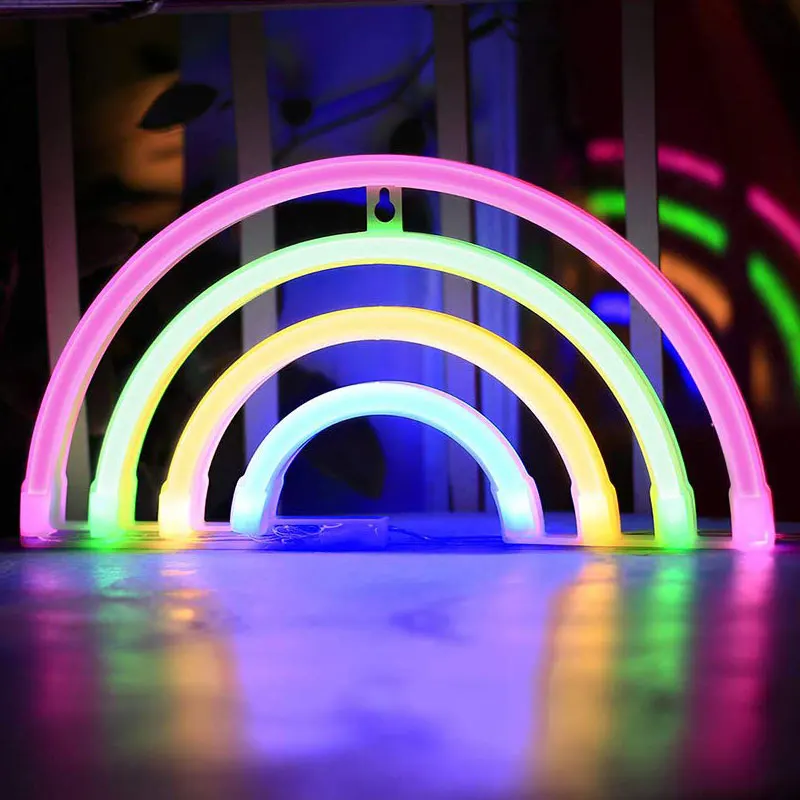 Большой размер светодиодный неоновый ночник Радужный светильник настенный с