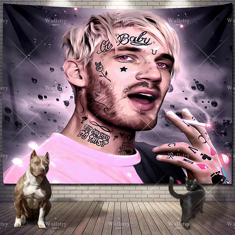 

Comic Style Lil Peep Cry Baby Tapestry Anime Blanket Hippie Cloth Cover Curtain Aesthetic Room Decor Wall Carpet In The Bedroom