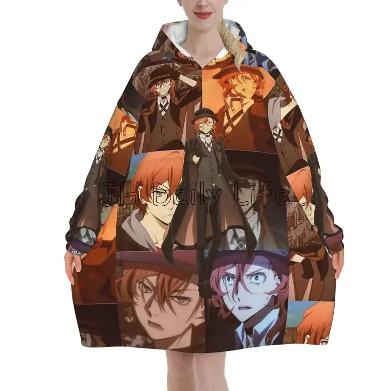 Фото Bungou Stray Dogs Nakajima Atsushi TV Series Chuuya Nakahara Носимое одеяло Негабаритное одеяло с капюшоном Теплый пуловер Толстовка №1