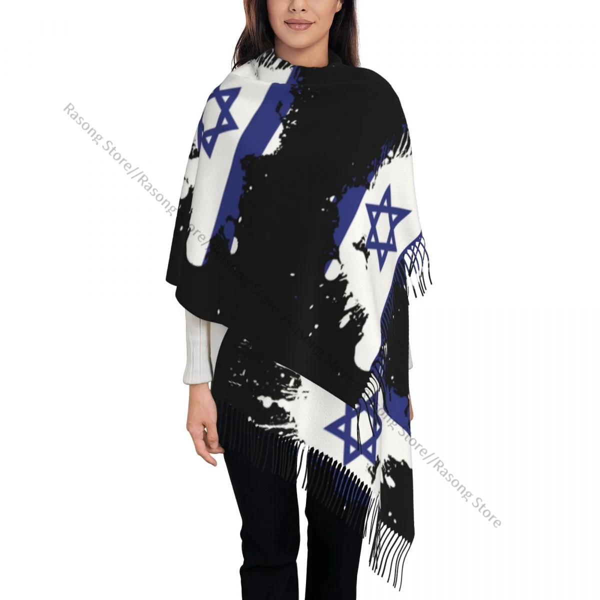 Шарф с кисточками большой размер 196*68 см зимняя теплая шаль из пашмины буфанда