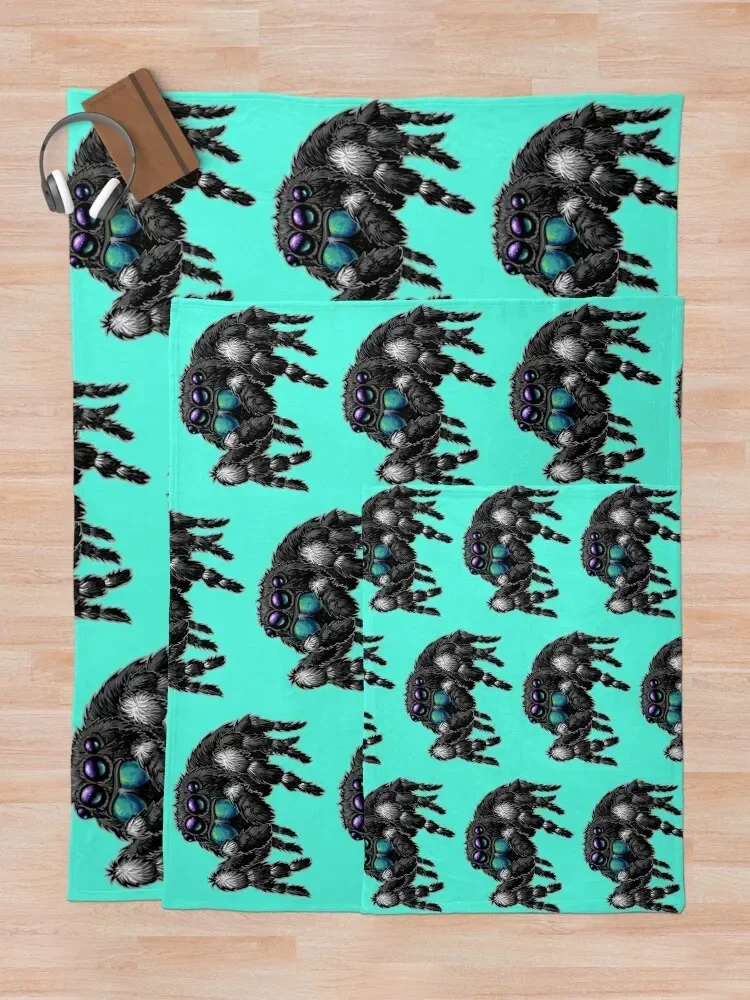 Дерзкий прыгающий паук Phidippus Audax бросковое одеяло средняя Тяжелая фотография