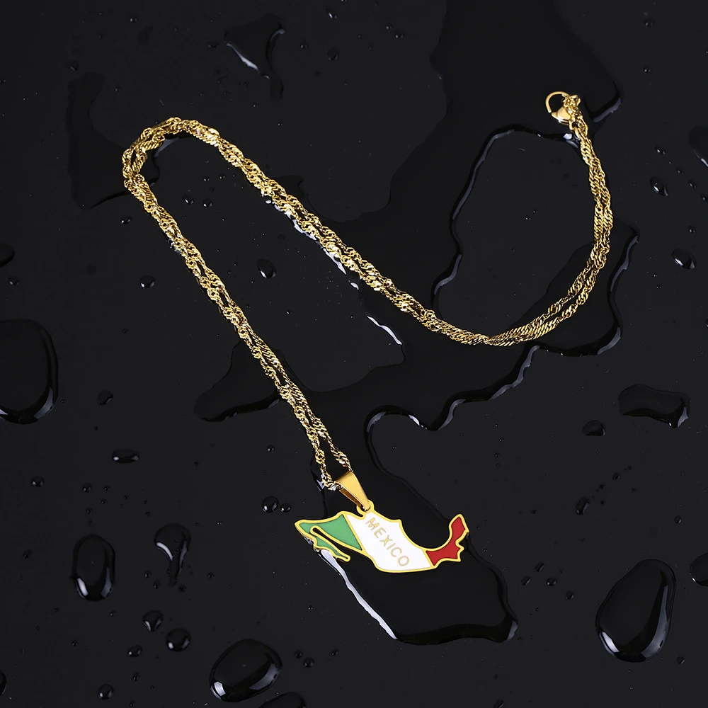 Ожерелье для мужчин и женщин из нержавеющей стали с картой мексиканских карт