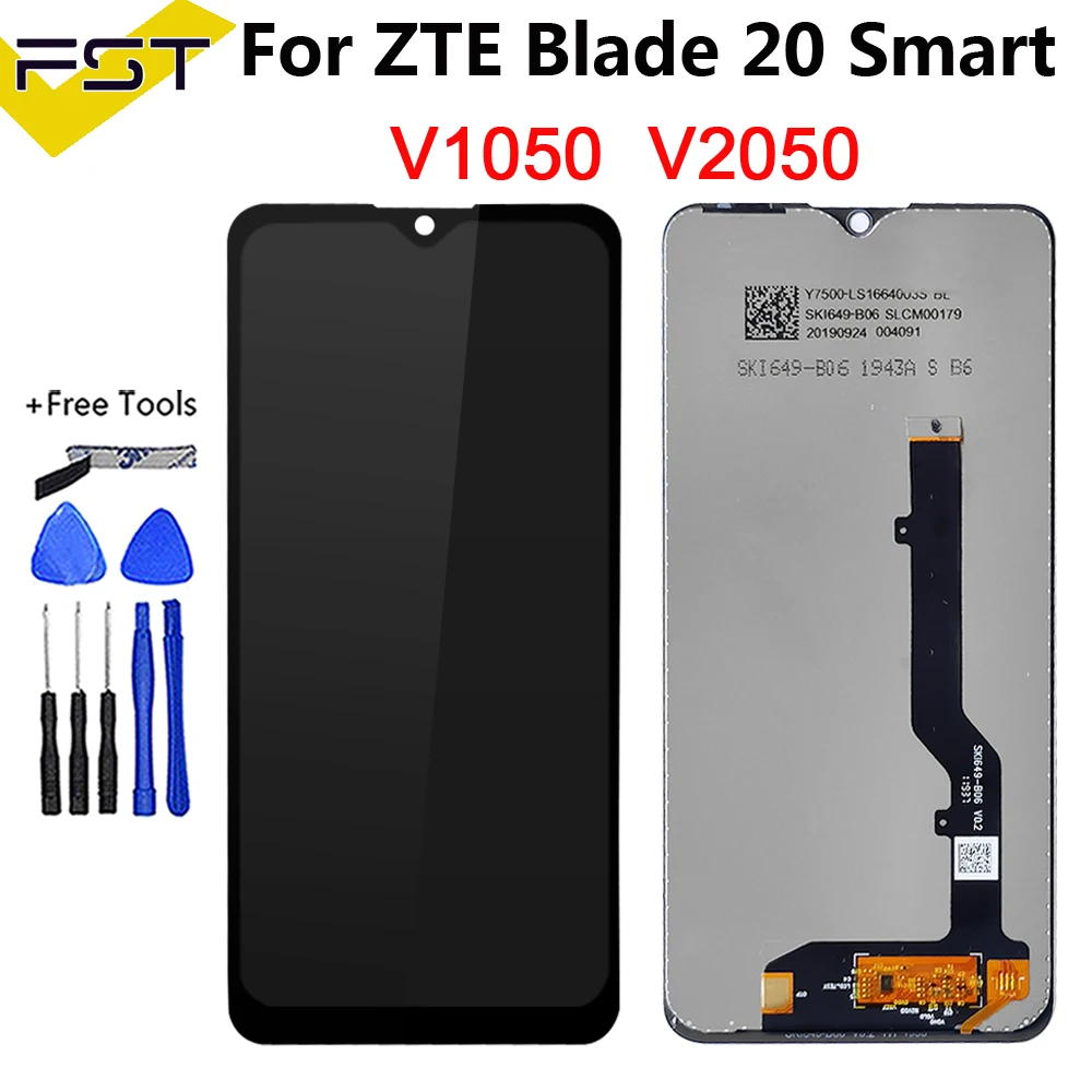 ЖК-дисплей и сенсорный экран для ZTE Blade 20 Smart V1050 V2050, 6,49 дюйма, с дигитайзером в сборе + инструменты для Blade 20 Smart
