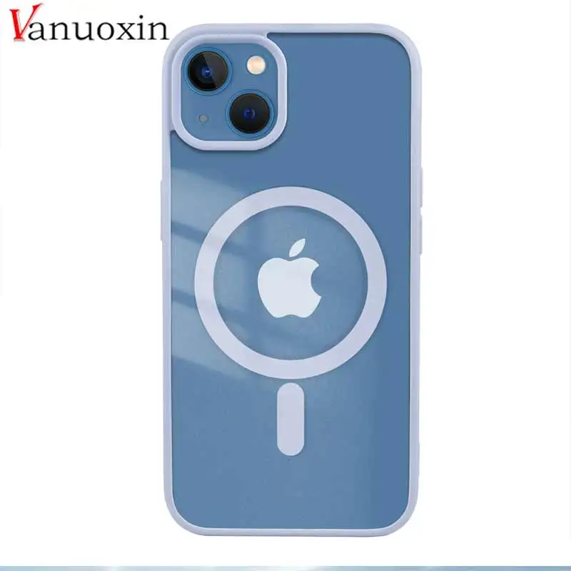 

For Magsafe iPhone 14 Pro Case Luxury Plating Clear Magnetic Silicone Case For iPhone 13 12 11 Pro Max Soft Shockproof Cover