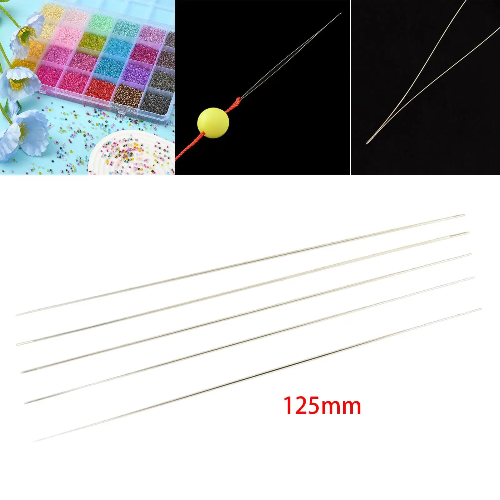 

5Pcs Big Eye Beading Needles Set Embroidery Needle Hand Sewing Thin Durable Seed Beads Needles for Bracelet Jewelry Making Tool