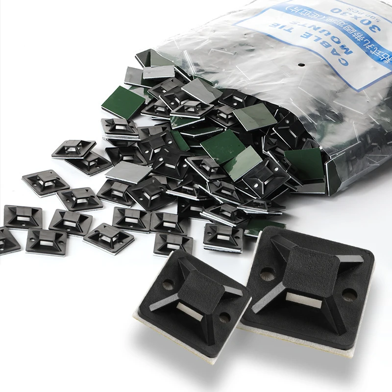 suosok 100 pieces adhesive cable clips white black cable tie organizer car wires clamps home office wires holder nylon tie free global shipping