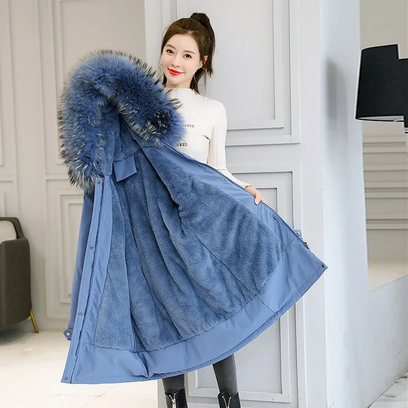 2023 Winter New Mid length Pi Overcoming Cotton Coat Female Lamb Hair Inner Village Down Cotton Coat Female Cotton Coat